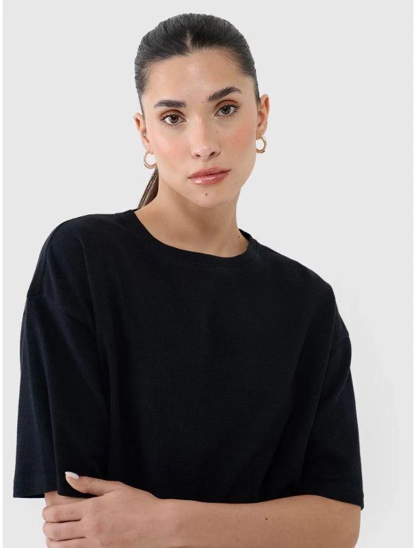 Moteriški paprasto kirpimo marškinėliai "waffle knit" 4F 4FRSS25TTSHF2651-20S
