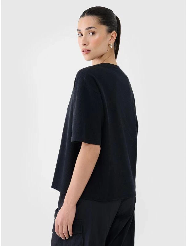 Moteriški paprasto kirpimo marškinėliai "waffle knit" 4F 4FRSS25TTSHF2651-20S