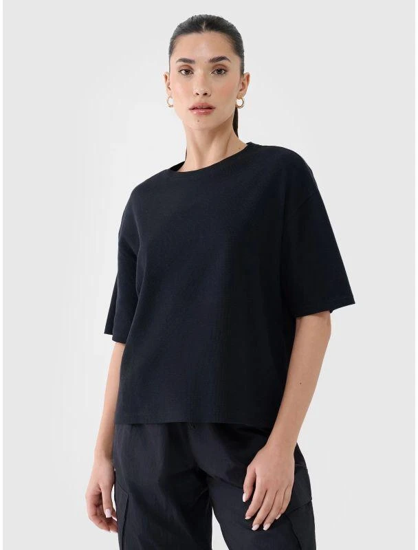 Moteriški paprasto kirpimo marškinėliai "waffle knit" 4F 4FRSS25TTSHF2651-20S