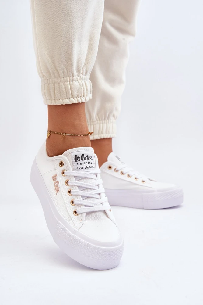 Moteriški platforminiai kedai balti Lee Cooper