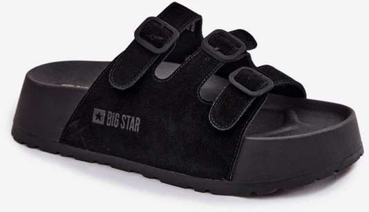 Moteriški platforminiai sandalai iš zomšos juodos Big Star