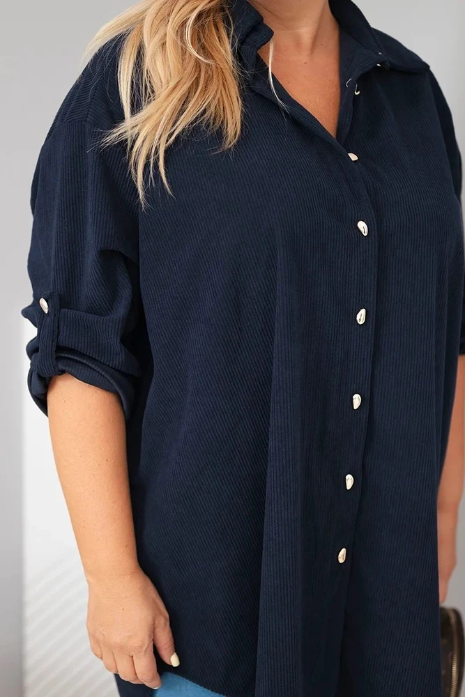 Moteriški Plus Size marškiniai iš viskozės, tamsiai mėlyni