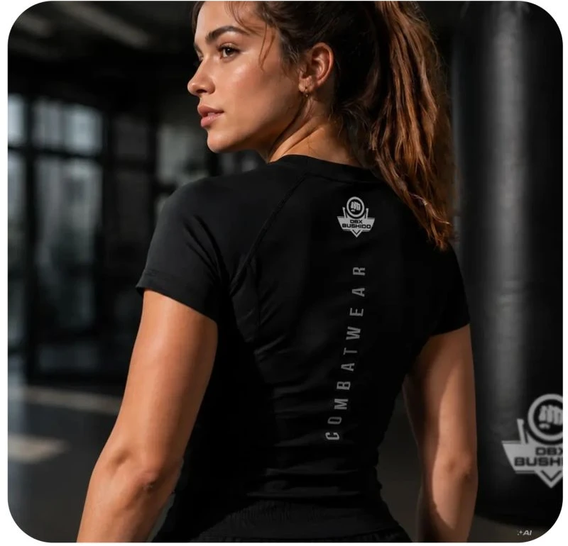 Moteriški rashguard marškinėliai COMBATWEAR, juodi