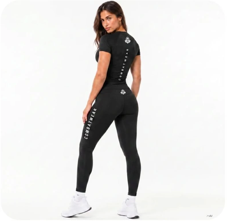 Moteriški rashguard marškinėliai COMBATWEAR, juodi