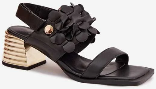 Moteriški sandalai iš natūralios odos, 6 cm kulno aukščio