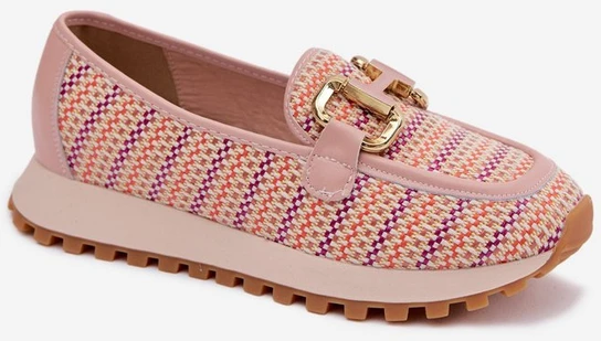 Moteriški slip-on sportiniai bateliai GOE su aukso spalvos detale, rožiniai