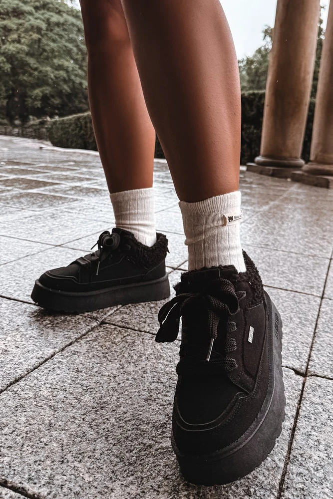 Moteriški sniego batai su platforma ir kailio imitacija Big Star, juodi