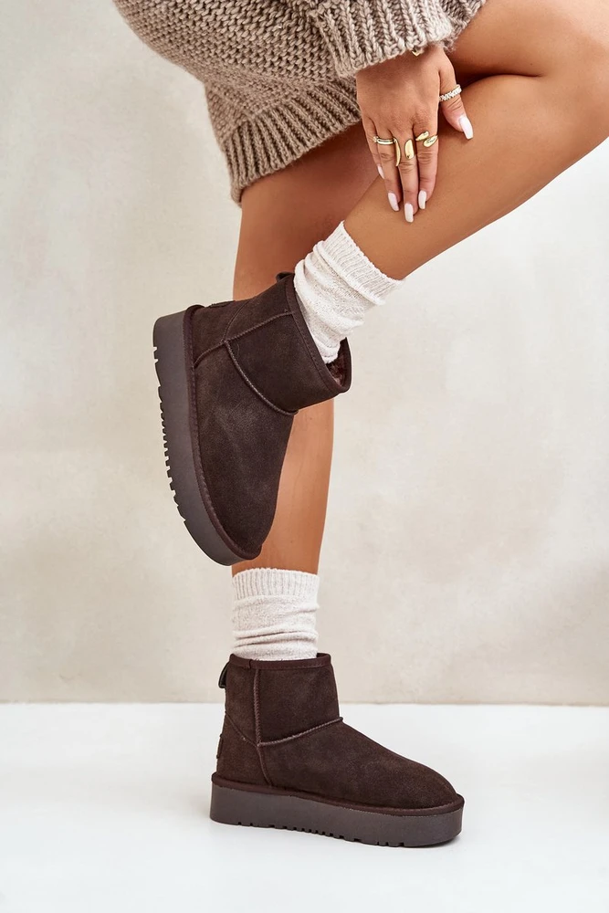 Moteriški sniego batai su platforma, rudi