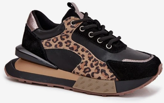 Moteriški sportbačiai su platforma ir leopardo raštu