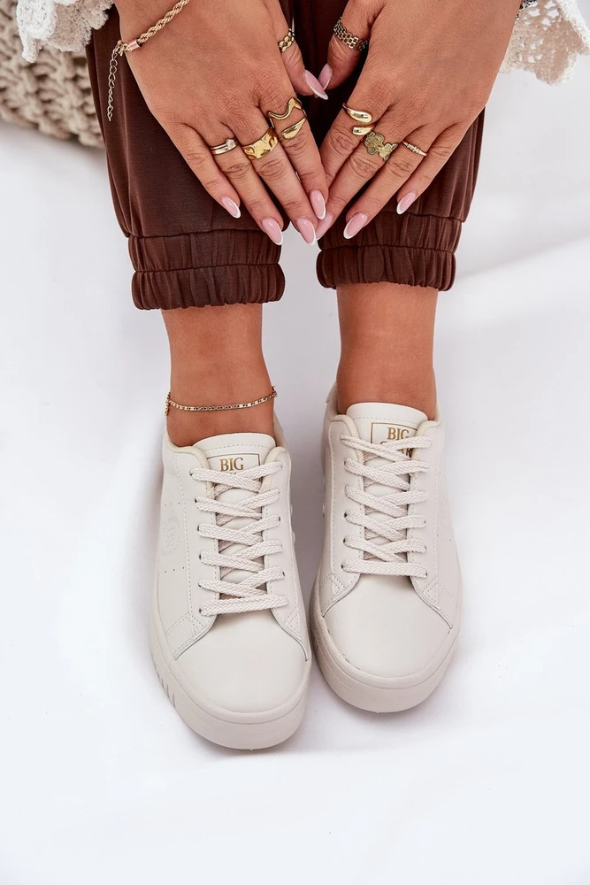 Moteriški žemi sportbačiai iš eko odos, smėlio spalvos – Big Star