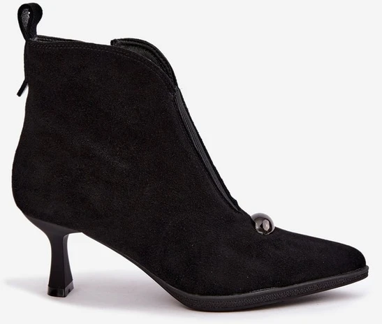 Moteriški zomšiniai aulinukai su kulnu, juodi