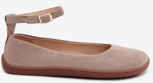 Moteriškos barefoot balerinos iš natūralios zomšos Zazoo 020, cappuccino