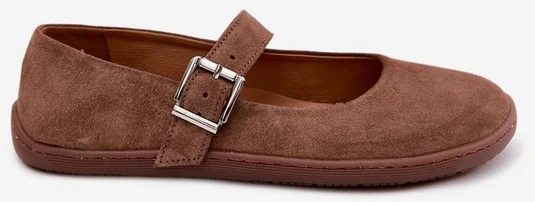 Moteriškos barefoot balerinos iš natūralios zomšos Zazoo 316, rudos