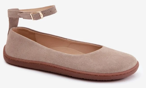 Moteriškos barefoot balerinos iš natūralios zomšos Zazoo 020, cappuccino