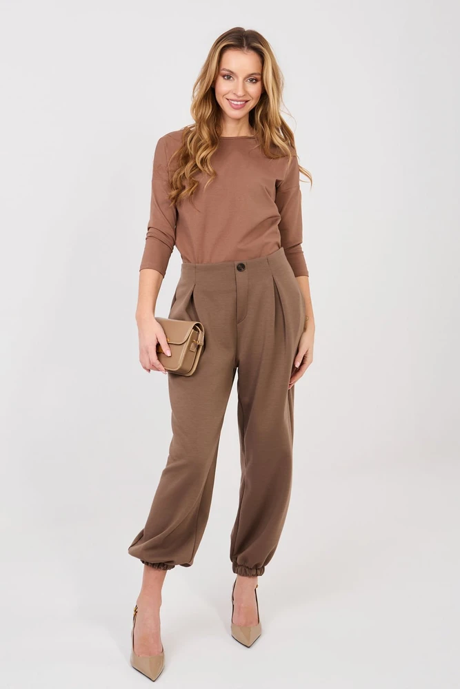 Moteriškos jogger stiliaus kelnės iš viskozės Italy Moda