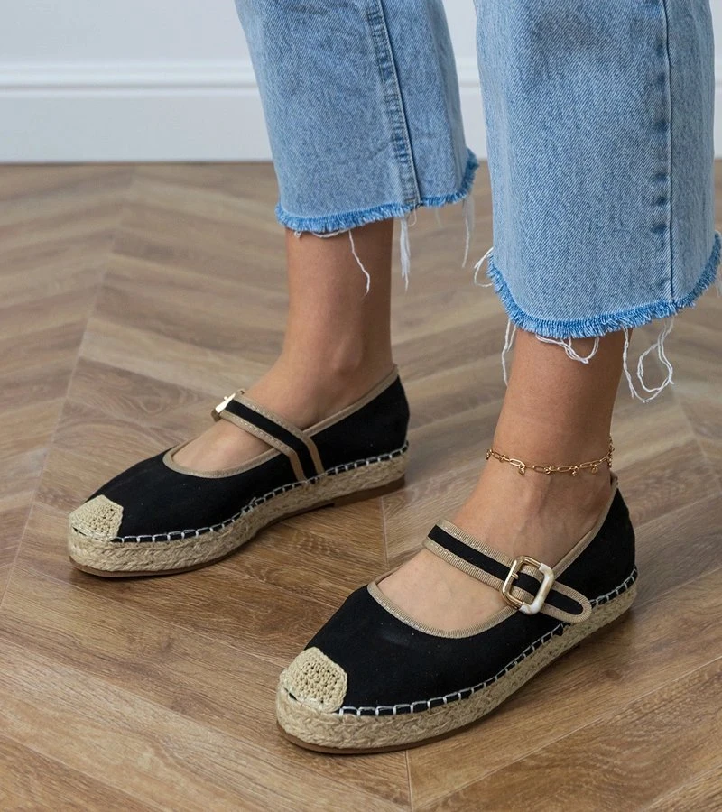 Moteriškos juodos espadrilės su sagtimi Pilata