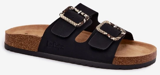 Moteriškos juodos šlepetės su sagtimis Lee Cooper