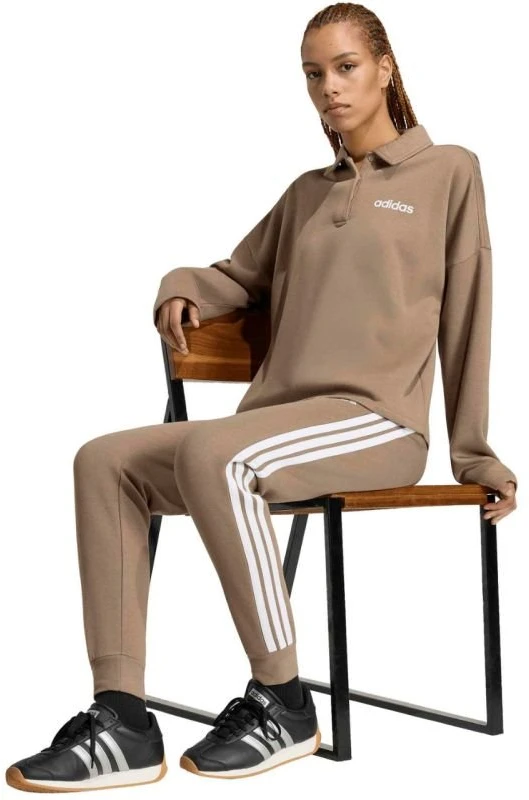 Moteriškos kelnės adidas Essentials 3-Stripes Fleece Slim, smėlio spalvos