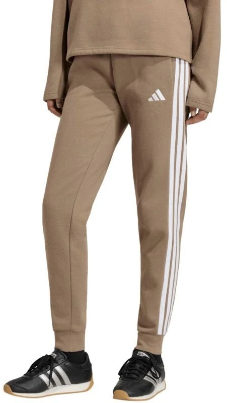 Moteriškos kelnės adidas Essentials 3-Stripes Fleece Slim, smėlio spalvos