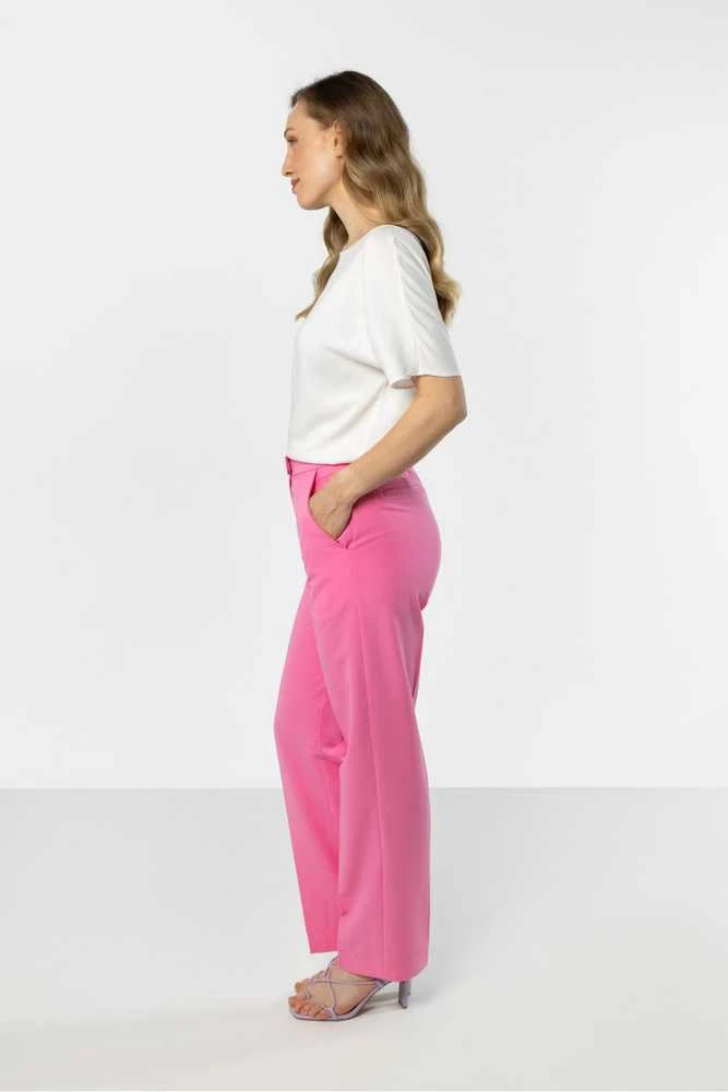 Moteriškos kelnės aukštu liemeniu tiesaus kirpimo iš poliesterio awama