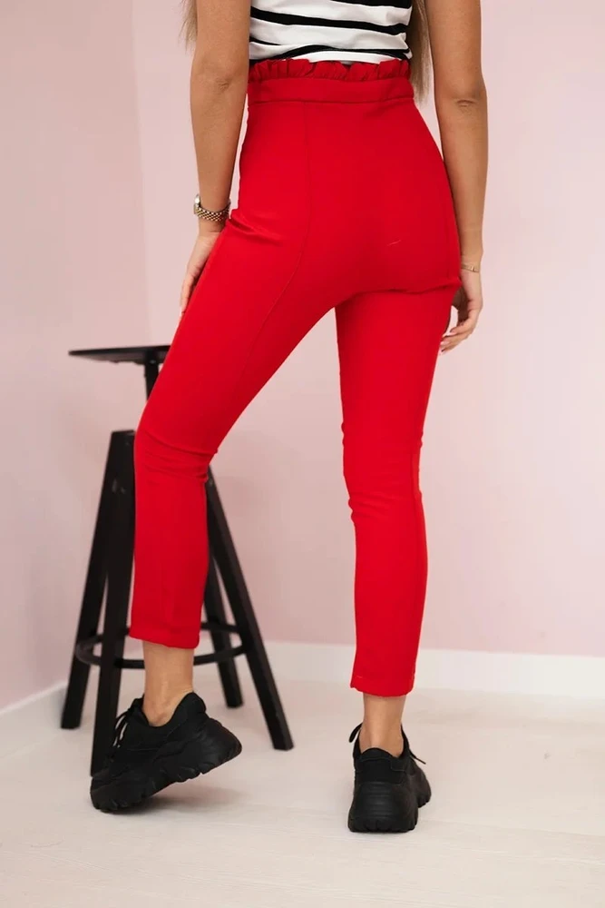 Moteriškos kelnės su kantais, raudonos