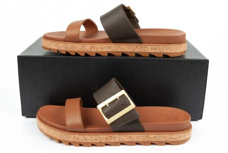 Moteriškos odinės šlepetės Sorel Roaming Slide, rudos