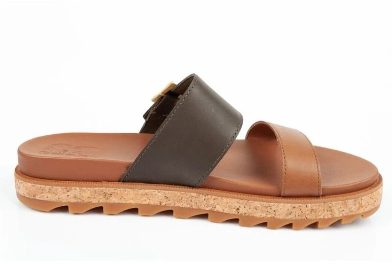 Moteriškos odinės šlepetės Sorel Roaming Slide, rudos