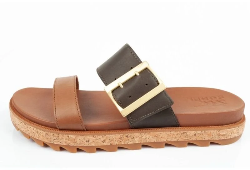 Moteriškos odinės šlepetės Sorel Roaming Slide, rudos