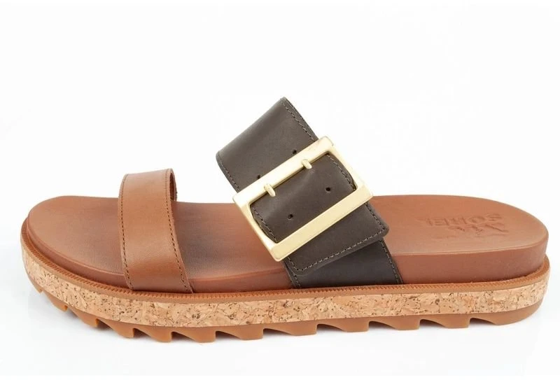 Moteriškos odinės šlepetės Sorel Roaming Slide, rudos