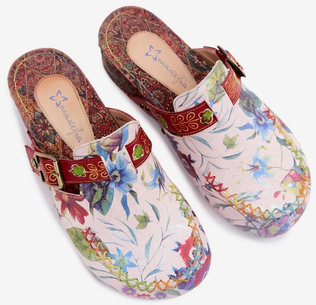 Moteriškos odinės šlepetės su koturnu Maciejka K7409-15, multicolor