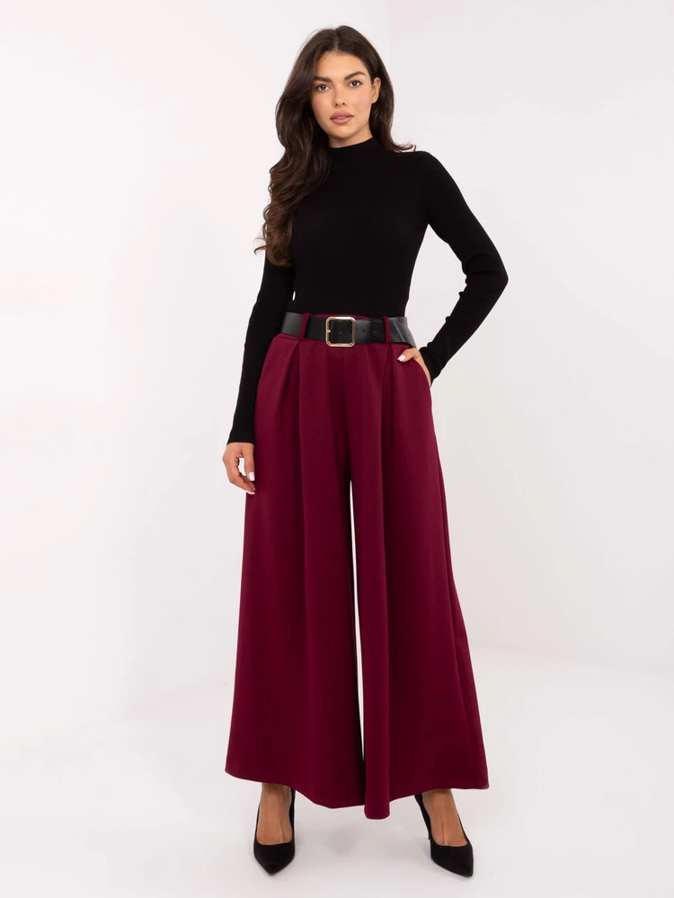 Moteriškos plačios palazzo kelnės Italy Moda, bordo