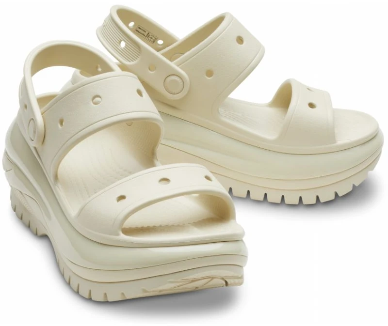 Moteriškos platforminės šlepetės Crocs Mega Crush, kaulo spalvos