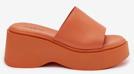 Moteriškos platforminės šlepetės oranžinės
