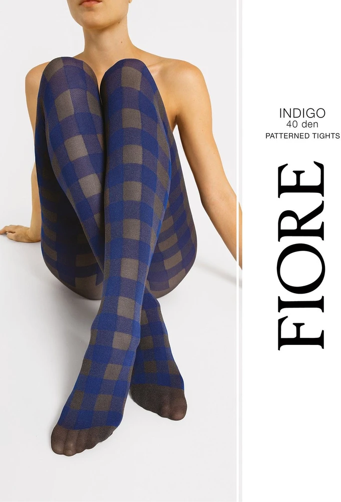 Moteriškos raštuotos 40 DEN pėdkelnės Indigo