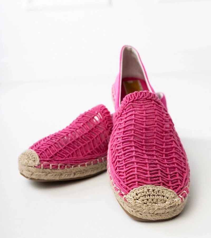 Moteriškos rožinės ažūrinės espadrilės su platforma Plevis