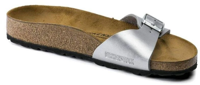 Moteriškos šlepetės Birkenstock Madrid Birko-Flor, sidabro spalvos