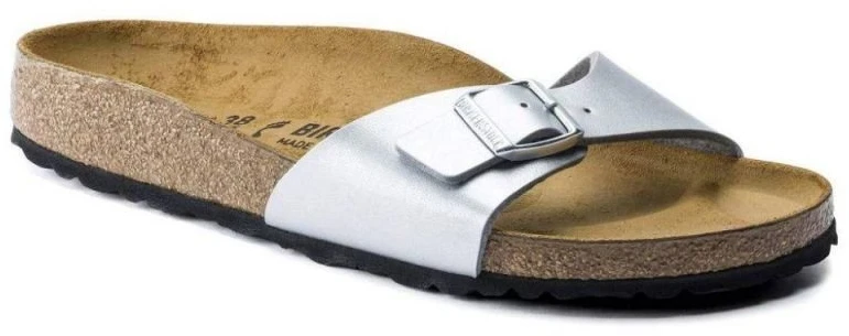 Moteriškos šlepetės Birkenstock Madrid Birko-Flor, sidabro spalvos