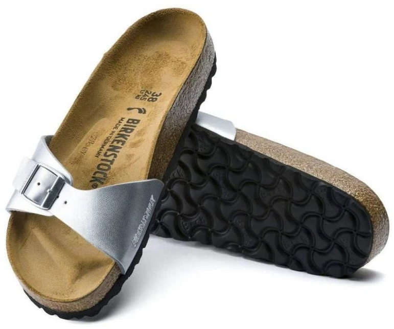 Moteriškos šlepetės Birkenstock Madrid Birko-Flor, sidabro spalvos