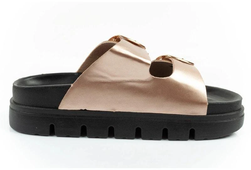 Moteriškos šlepetės Lee Cooper, auksinės, patogios, ant platformos, madingos