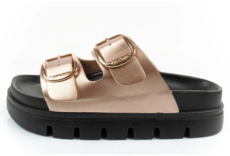 Moteriškos šlepetės Lee Cooper, auksinės, patogios, ant platformos, madingos