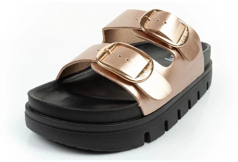 Moteriškos šlepetės Lee Cooper, auksinės, patogios, ant platformos, madingos