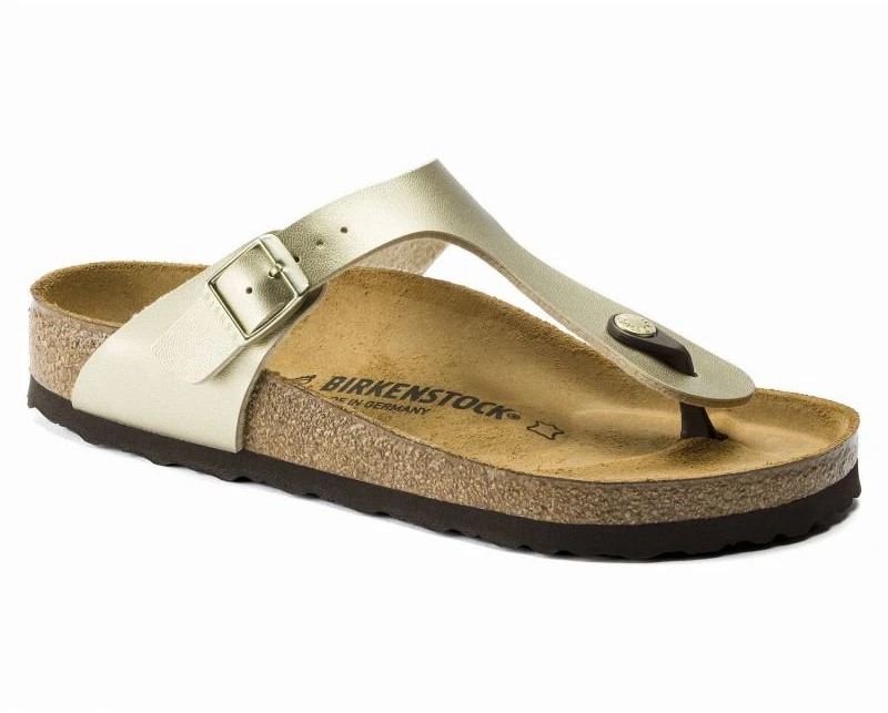 Moteriškos šlepetės per pirštą Birkenstock Gizeh, aukso