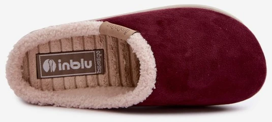 Moteriškos šlepetės su kailio imitacijos apvadu Inblu, bordo spalvos