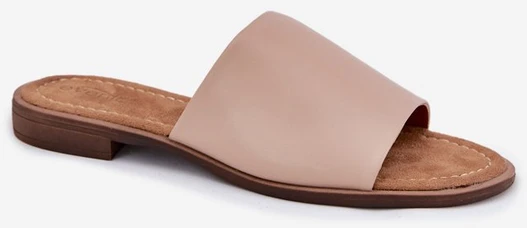 Moteriškos smėlio spalvos odinės šlepetės Cerise