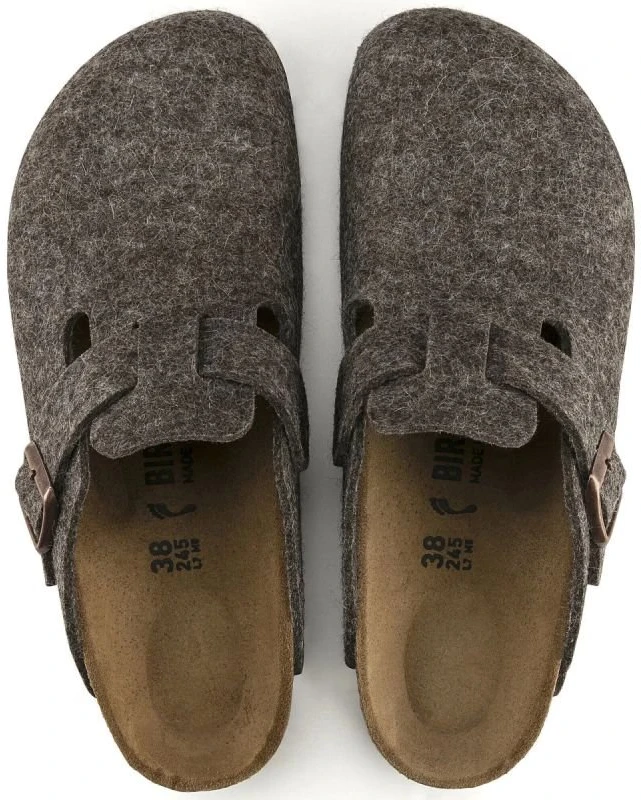 Moteriškos vilnonio veltinio klumpės Birkenstock Boston, kakavos