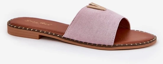 Moteriškos violetinės basutės su dekoratyvinėmis detalėmis