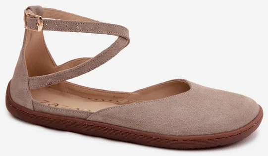 Moteriškos zomšinės barefoot balerinos Zazoo 320, cappuccino