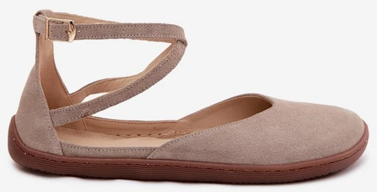 Moteriškos zomšinės barefoot balerinos Zazoo 320, cappuccino