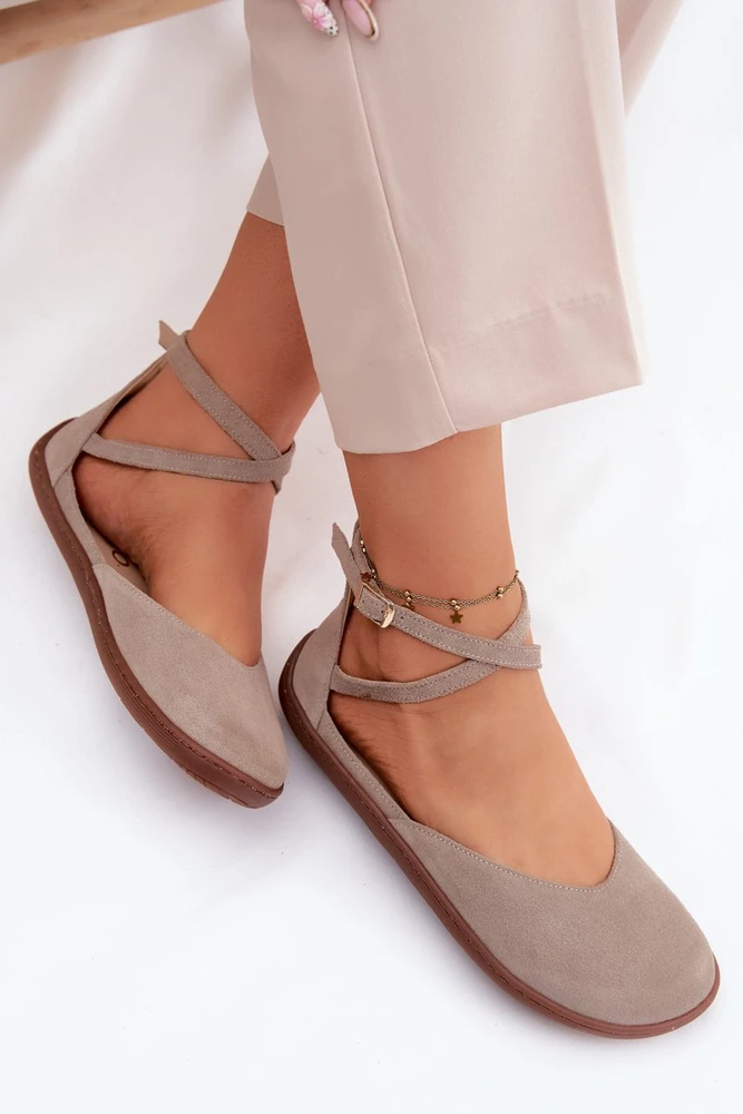 Moteriškos zomšinės barefoot balerinos Zazoo 320, cappuccino