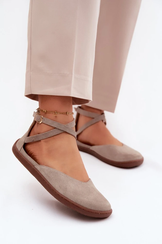Moteriškos zomšinės barefoot balerinos Zazoo 320, cappuccino